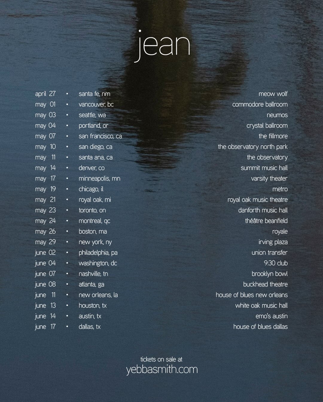 Yebba Jean Tour Poster 2026